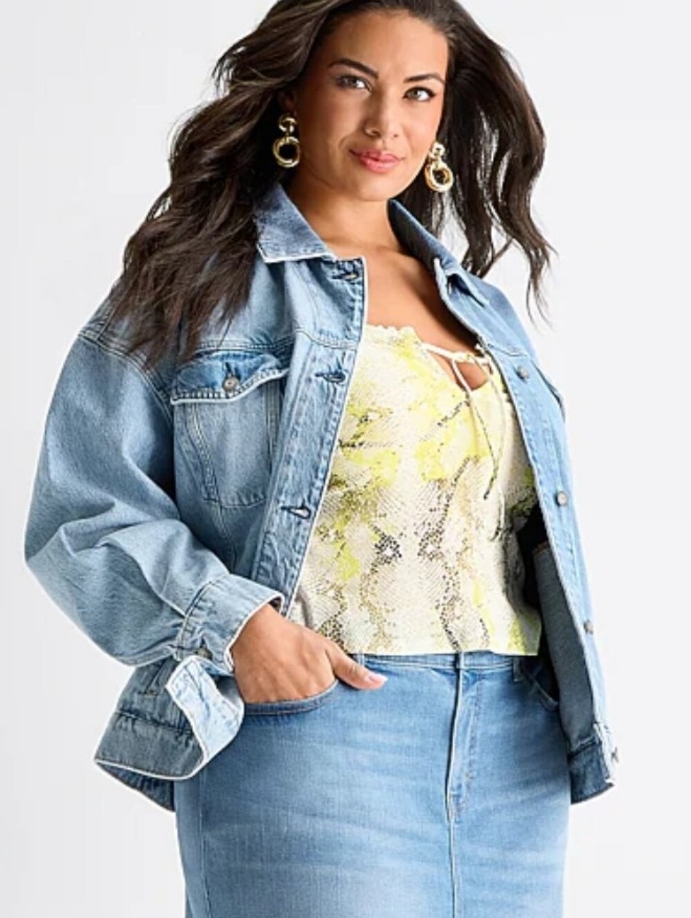 Ashley Graham Denim Lightweight Jacket